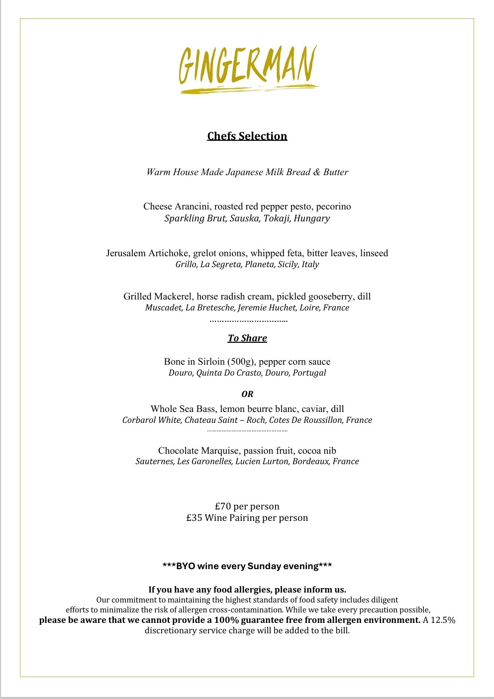 Tasting Menu
