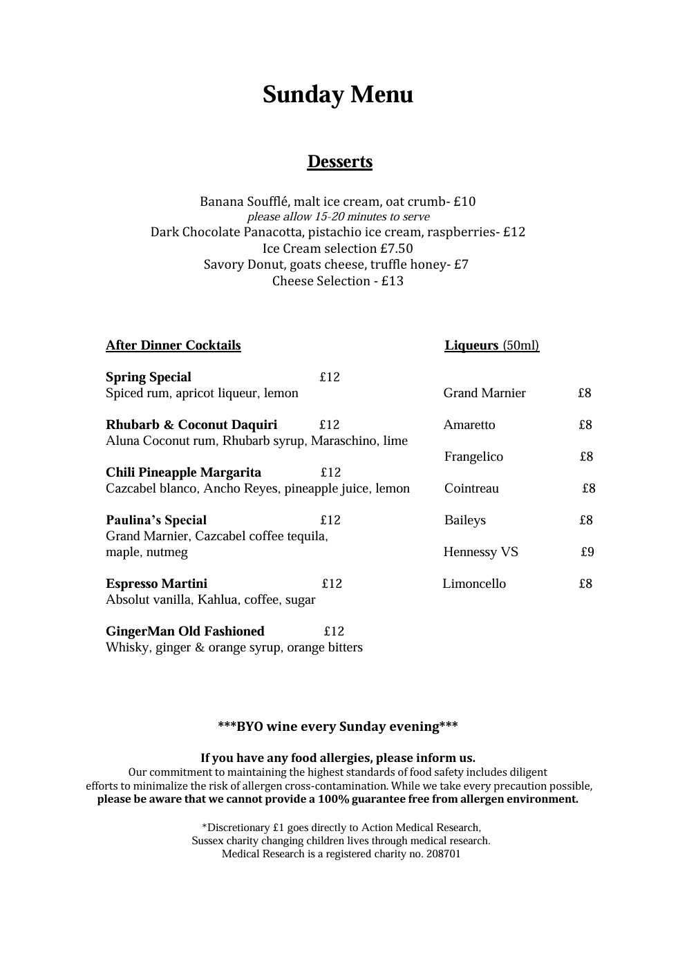 Dessert Menu