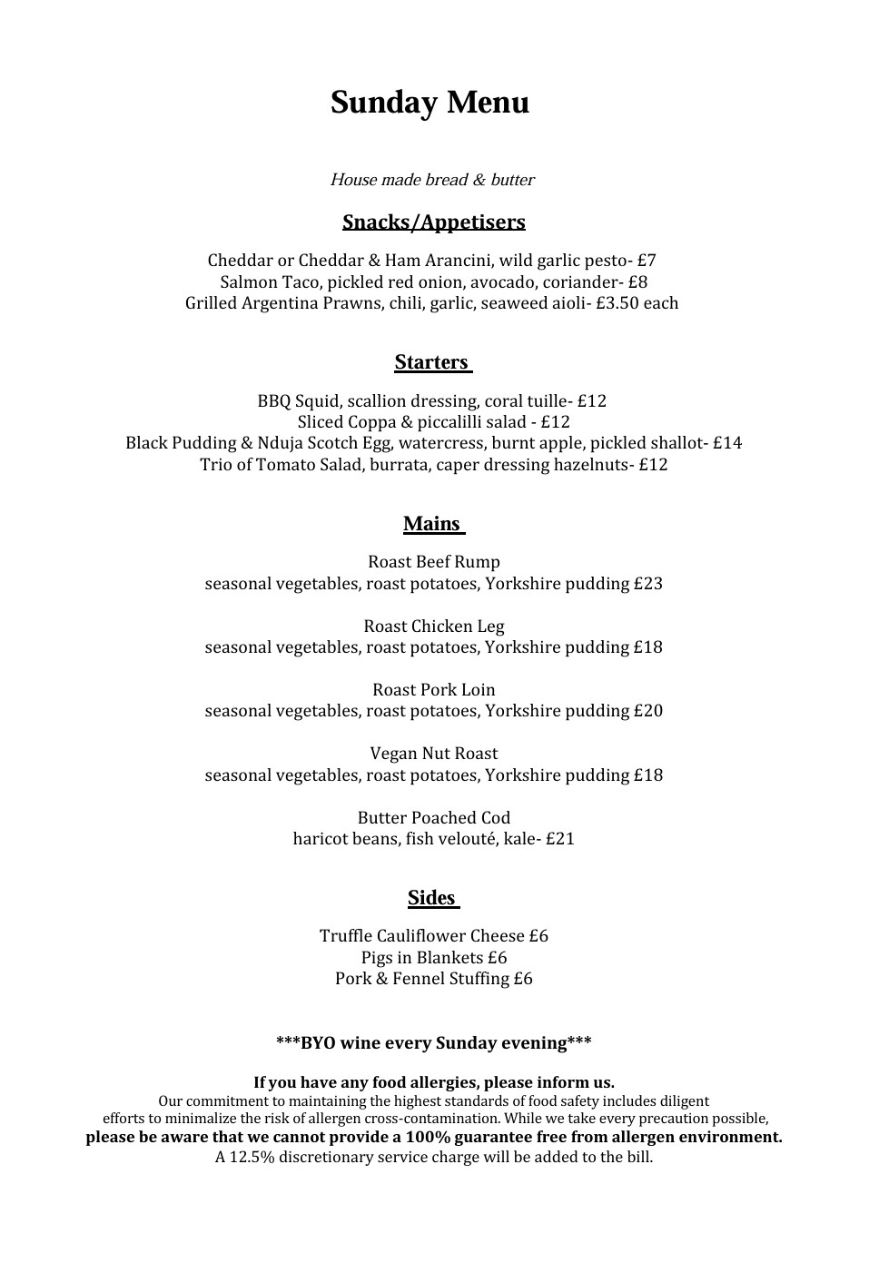 Dessert Menu