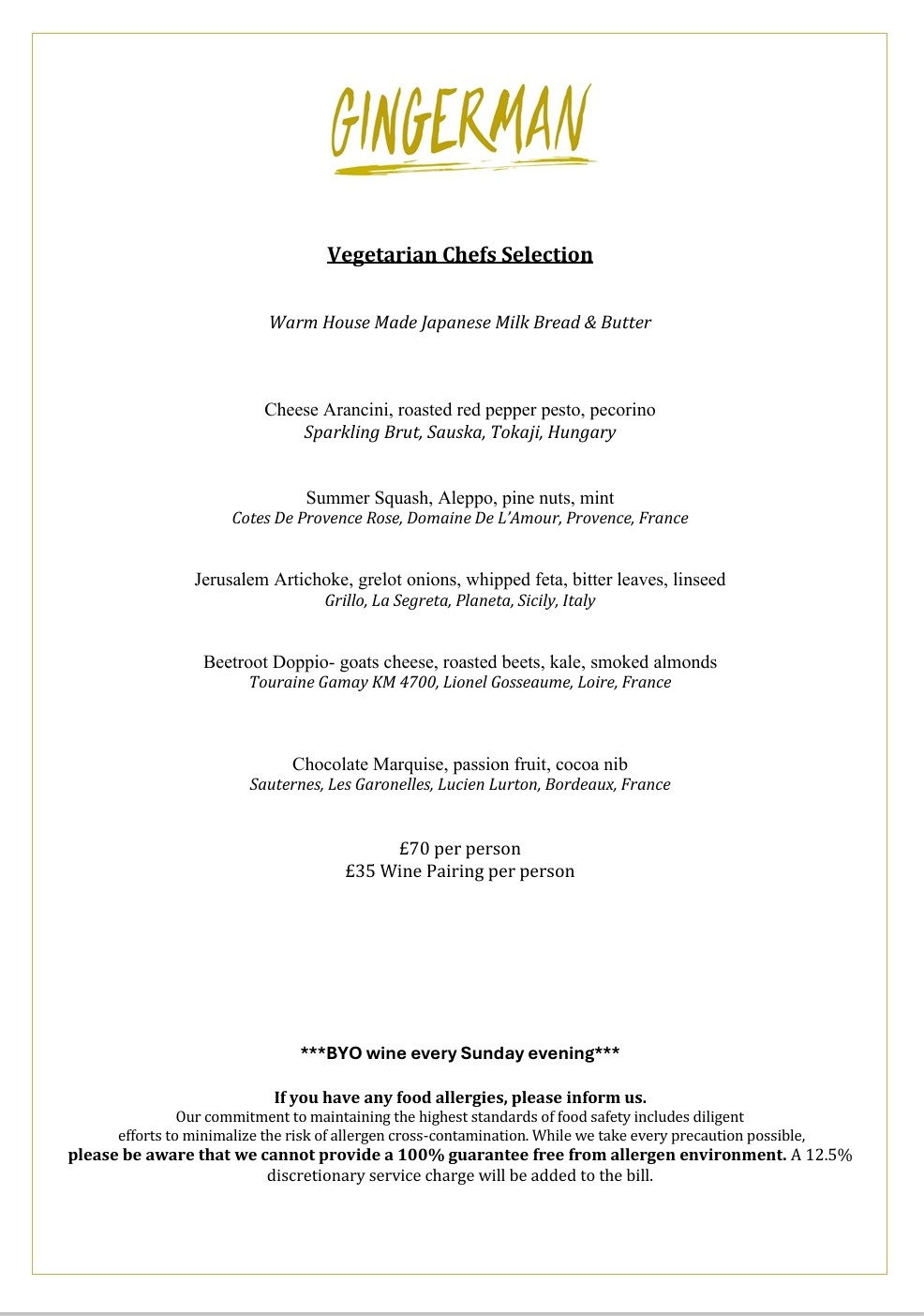 Tasting Menu