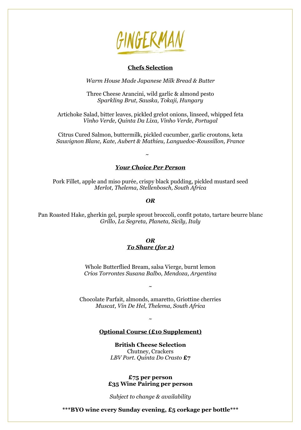 Tasting Menu